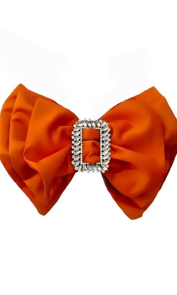Queen Set <h4 id='idTitleSubProduct'> Blush orange bow-top diamond-buckle ball pocket-skirt blue satin party set</h4>