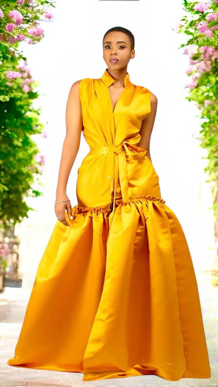 Flame Blush golden-sequined loose-sleeve scuba red jumpsuit
