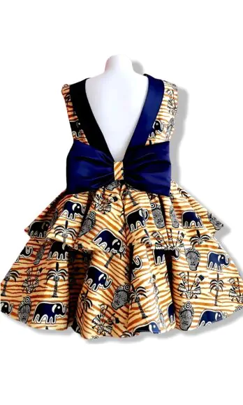 Kiawaba <h4 id='idTitleSubProduct'></noscript> Blush african-print no-sleeves ball-skirt maxi-bow cotton party dress</h4>